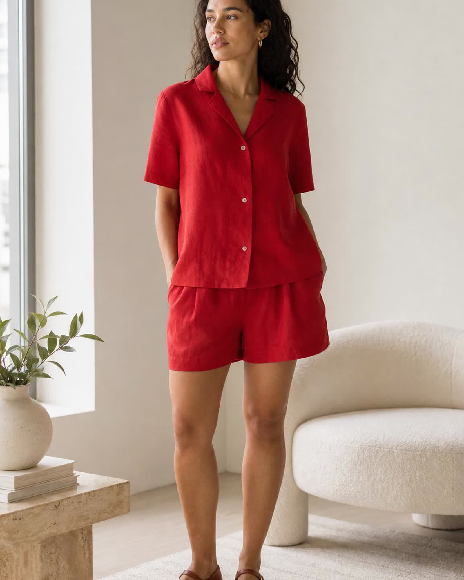 The European Linen Short Sleeve Shirt in Chile