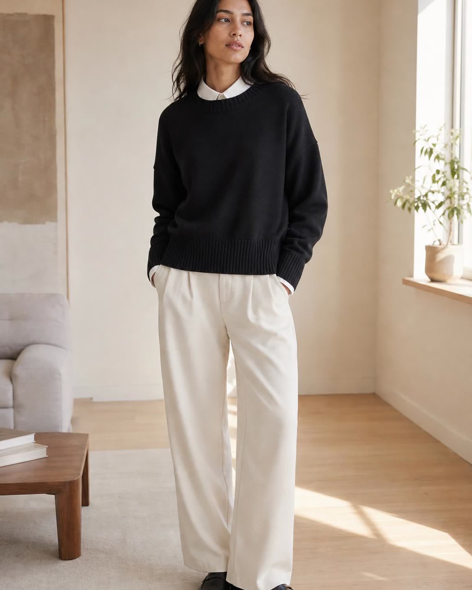 The Organic Cotton Sweater in Black