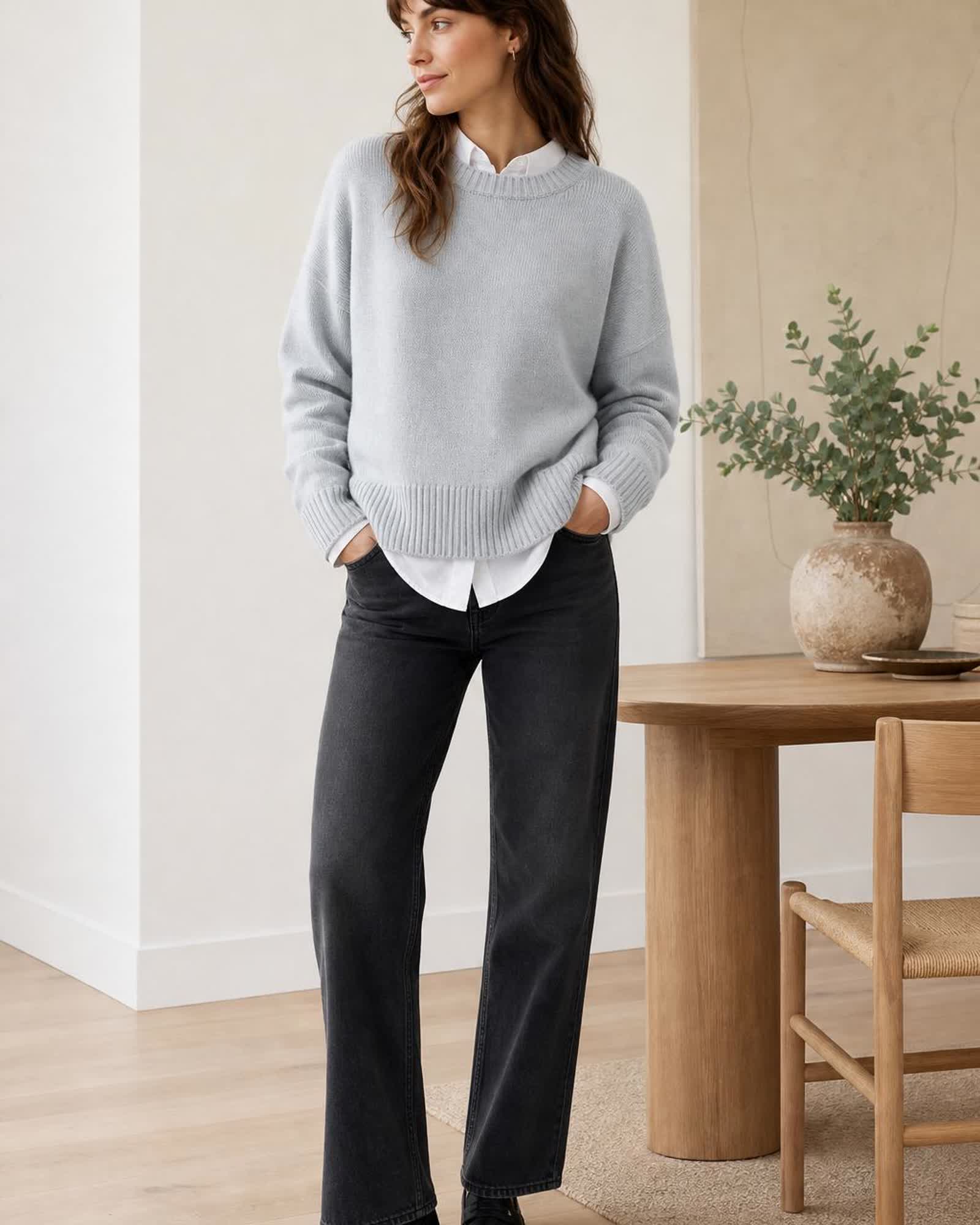 The Organic Cotton Sweater in Heather Dove Grey