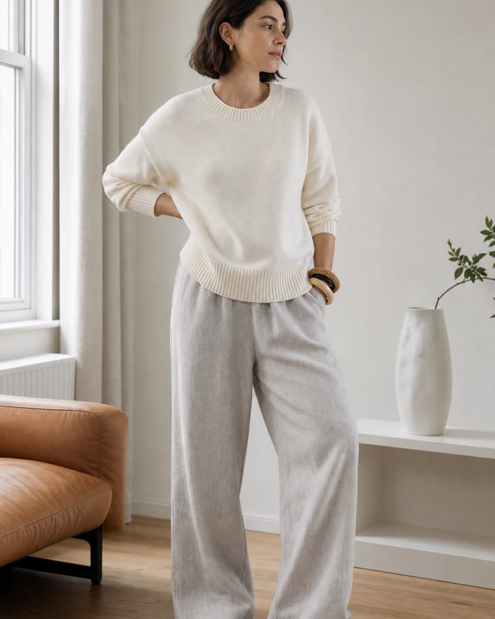 The Organic Cotton Sweater in Ivory