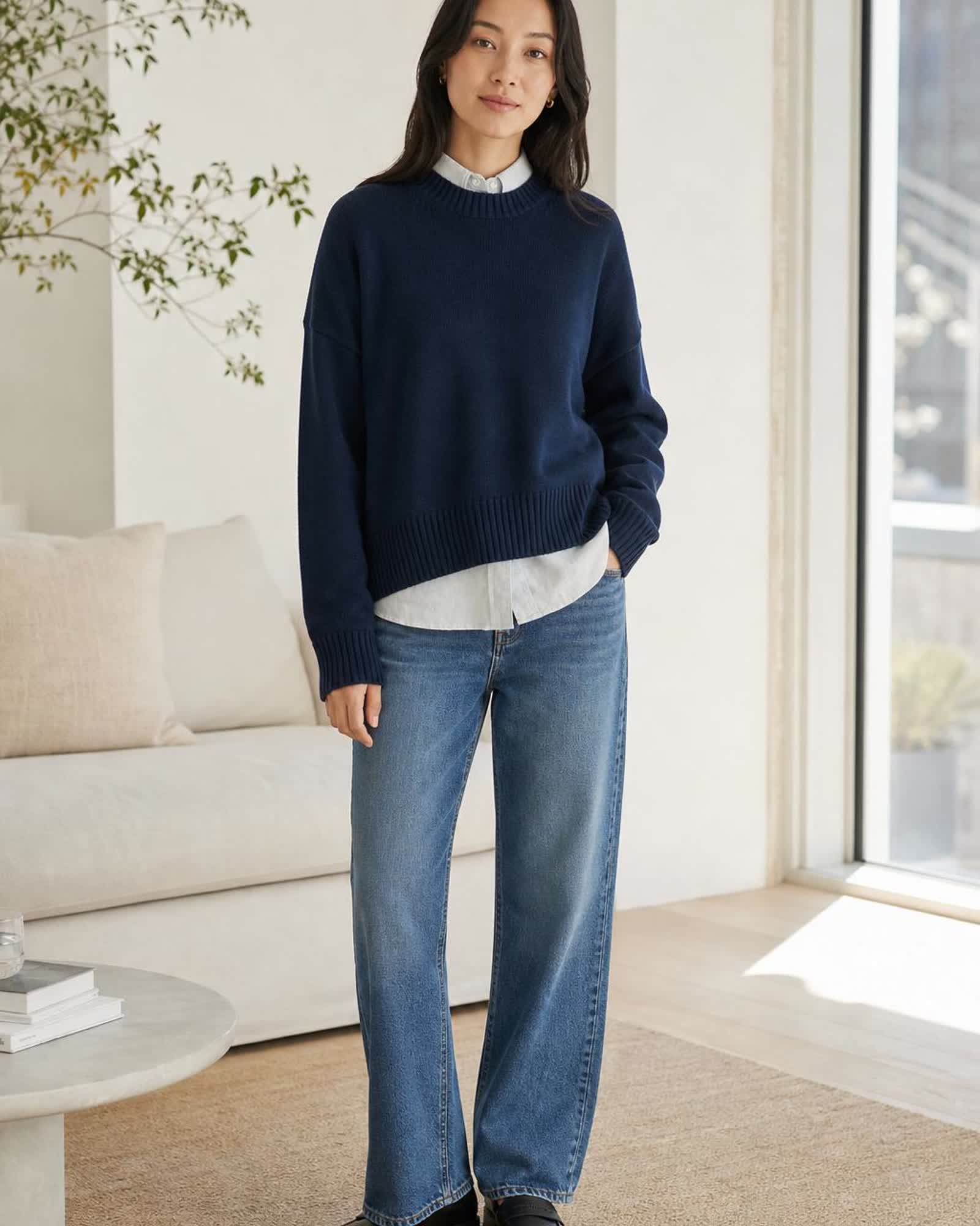 The Organic Cotton Sweater in Navy