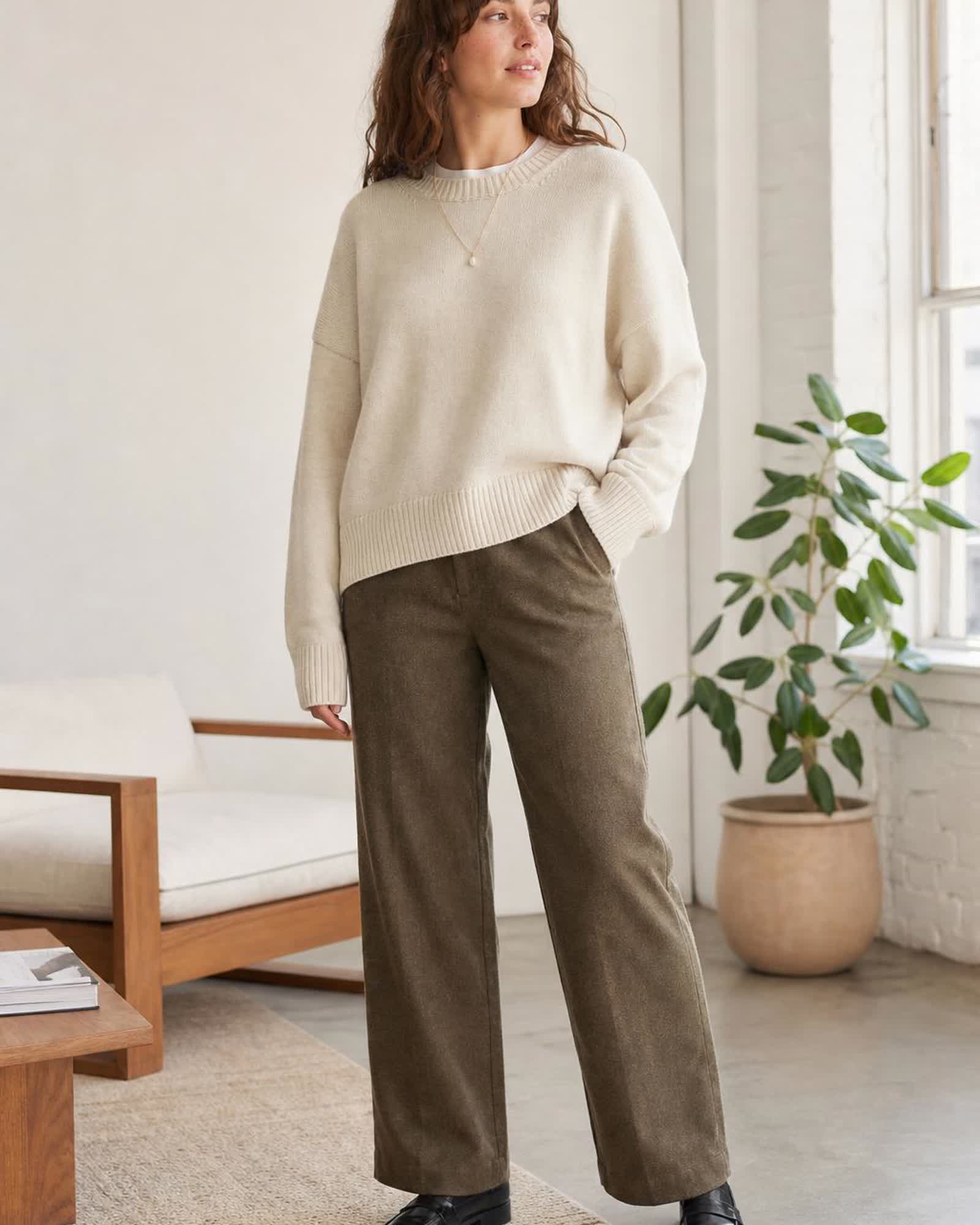 The Organic Cotton Sweater in Speckled Beige